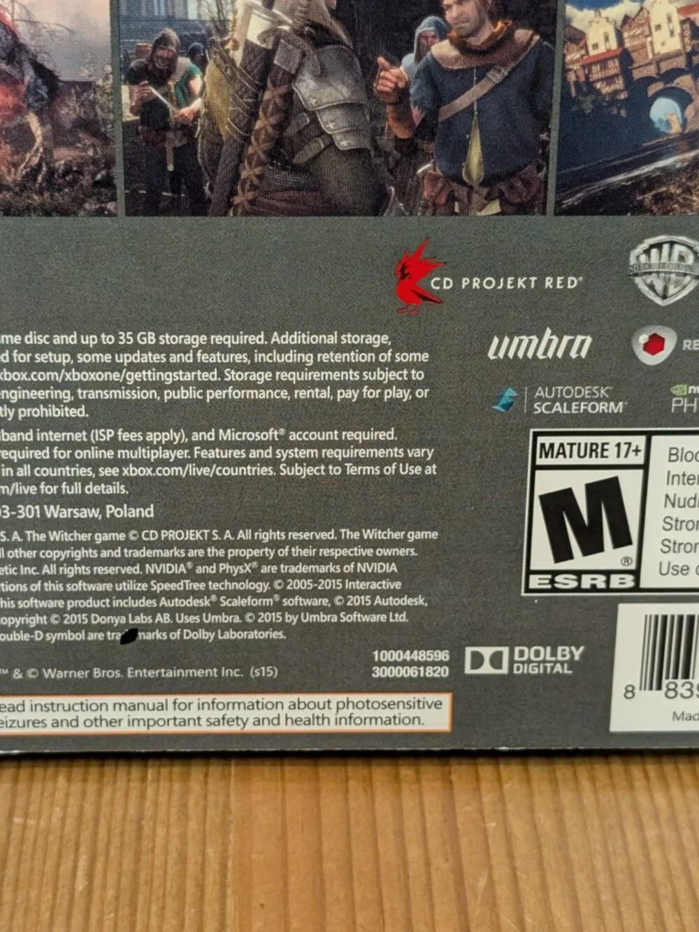 The Witcher 3 Wild Hunt Microsoft Xbox One w/Bonus Content Soundtrack & Map LNUC